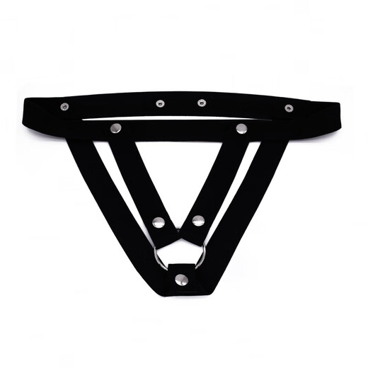 OLO chastity lock auxiliary belt men's cb lock lifting belt men's thong double D style three-way anti-fall cb lock accessories V-shaped auxiliary belt - black