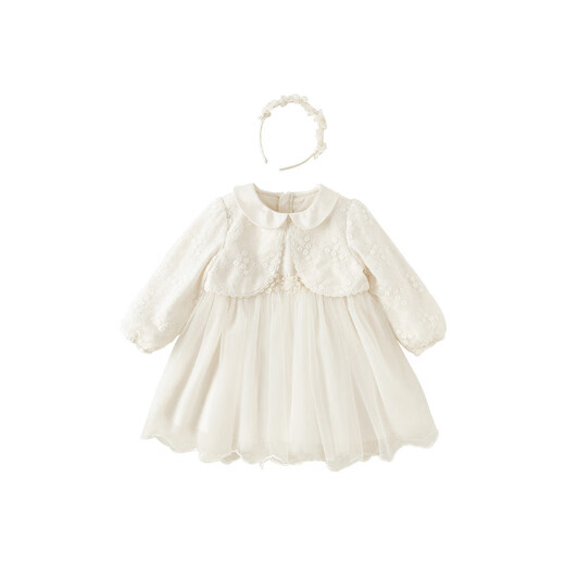 DAVE&BELLA children's skirt, children's vest skirt, girl's dress, children's mesh skirt, baby princess skirt, spring new toddler skirt, off-white, ready stock 100 cm (recommended height 90-100cm)