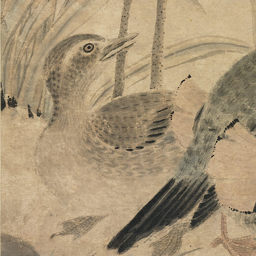 元代张中枯荷鸳鸯图古代花鸟画卷轴文人复仿古画挂画 元倪瓒秋树筠石图12602 40X84厘米（喷绘画心尺寸） 装裱