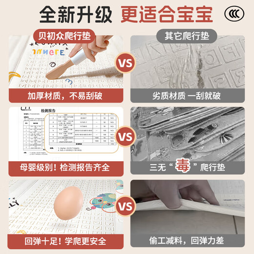 
Beichuzhong baby crawling mat baby crawling mat xpe foldable home living room bedroom children thickened anti-fall mat. Stacked Le + jumping plane [180*200*2CM] double-sided available/waterproof and stain-resistant/upgraded thickened