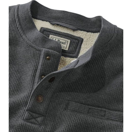 L.L.Bean men's sweater casual henley sweater autumn and winter warm comfortable soft bottoming middle-aged dad wear Charcoal Heather dark gray M suitable for net bust 107-112CM