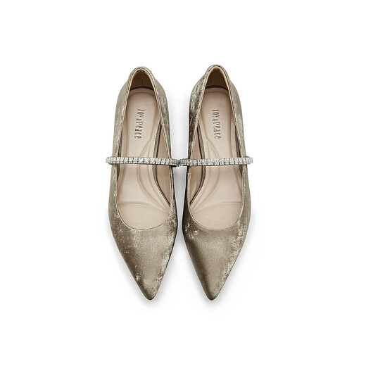 Joy/peace Dong Jie's same Olive Martini 25 Autumn New Chinese Cowhide Light Mouth Mary Jane Single Shoes 12603CQ5 Apricot Color 34