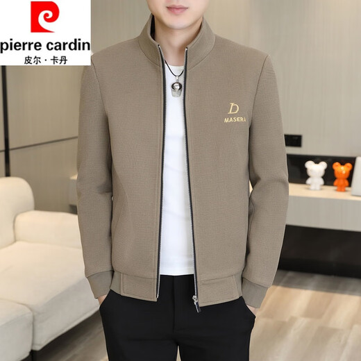 皮尔卡丹（pierre cardin）外套男春秋季潮流男士休闲夹克2024新款青年秋季风衣翻领上衣 卡其色:695 2XL :约135-150斤