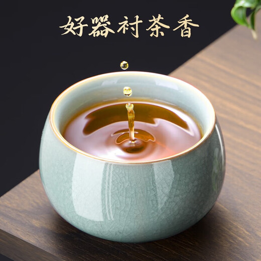 Eight Thousand Lines Tea Cup High-end Master Cup Ceramic Kung Fu Tea Cup Ru Kiln Open Slice Built Office Home Single Person Tea Cup