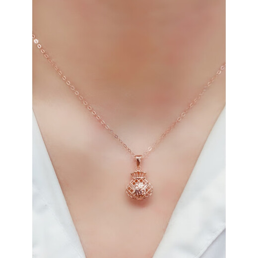 DL 1998 Fat Donglai same style 18k rose gold pendant Kamathana Russian Au585 purple gold female gold-plated brushed lucky bag (with 45+5cm O chain)
