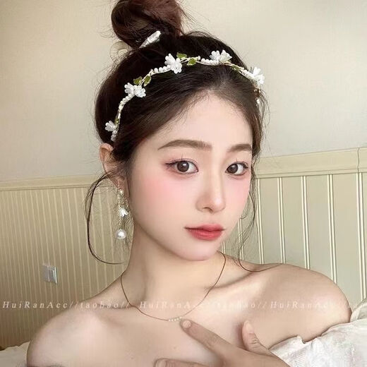 Bai Qixin's elegant lily of the valley flower headband, Chinese style forest fairy retro tassel headband, high-end exquisite flower headband, lily of the valley flower headband