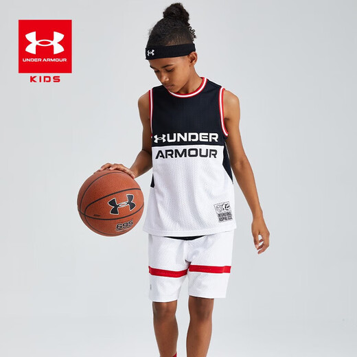 安德玛（Under Armour）儿童套装童装背心短裤夏季男童运动装21211955 黑色 140cm 