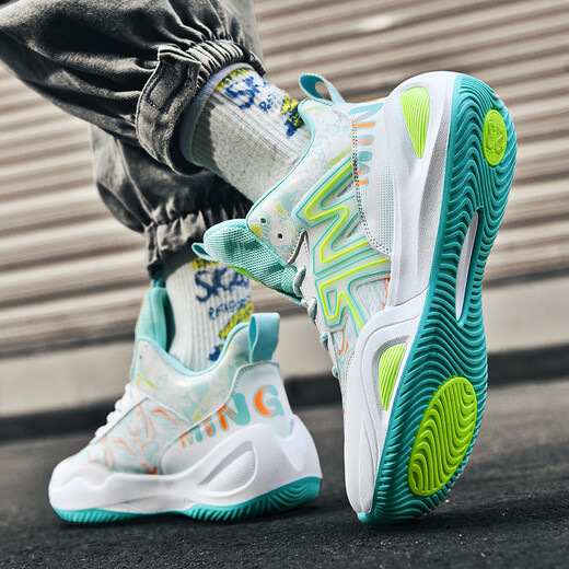 WLEB Phantom High-Top-Basketballschuhe Herren-Wear-resistenten Stoßdämpferung mit Schallgeschwindigkeit 10 Bewegung 880 Mandarin Duck Moon Farbe + Pink 45