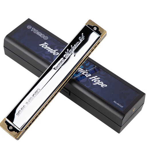 Tombo (Tombo) Japanische 24-Loch-Polyphonische Mundhonica 6624s ältere Anfänger für Kinder, die sich selbst lernt, Harmonica 24-Loch-Set Major 12+Geben 12 große Taschen (bei der Begleitung u Festplatte)