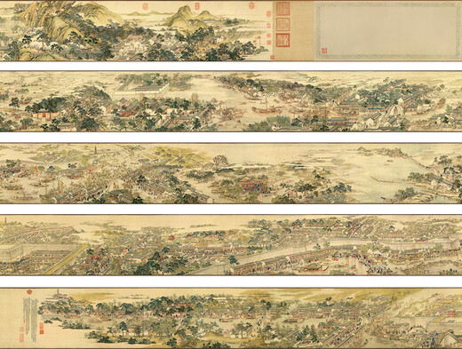 清 徐扬 姑苏繁华图 绢布高清微喷书画装饰客厅 长卷 37.1*1387厘米 纸本画芯