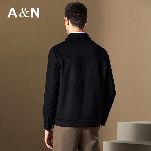Antonio [5% Cashmere + 95% Wolle] Herrenjacke Frühlings- und Herbst mittleren und jungen Business Revers Wolljacke kurz schwarz m