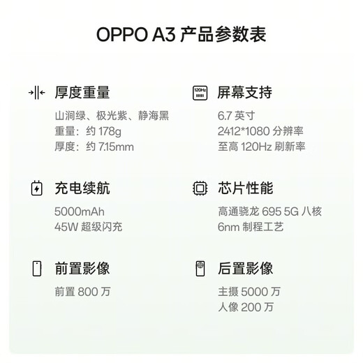 OPPO A3 5G Durable God of War direct screen version, double-sided anti-fall and wear-resistant, fully waterproof for daily use, OLED super bright sunshine screen, AI mobile phone, Aurora Purple, 12GB+256GB