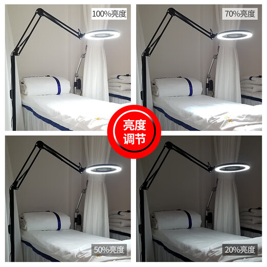 FENGLANQ Lámpara de tatuaje Lámpara de belleza para arte de uñas, tatuaje de pestañas y cejas Lámpara de pie 110VLED Lámpara de trabajo de tatuaje de pestañas facial Blanco 35W Atenuación y ajuste de color con lupa