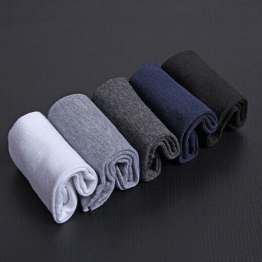 Arctic velvet socks for men's mid-tube socks breathable sweat-absorbing business casual stockings for four seasons men's pure black random color 5 pairs equal size