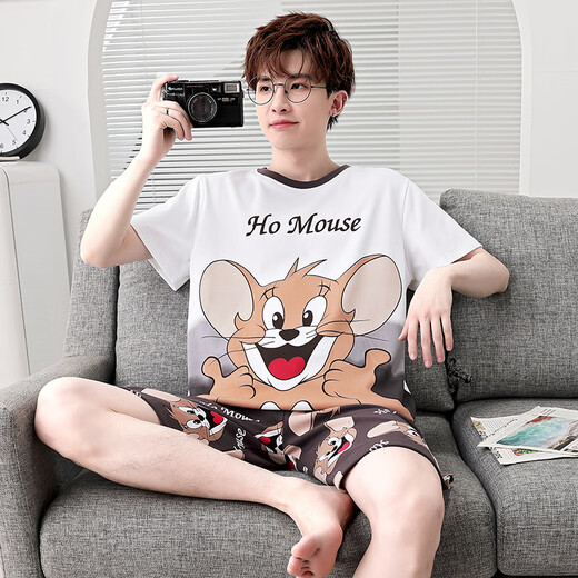 Yuyiwei Pajamas Boy Summer Coton Pure Coton Short Shorts Cartoon Cartoon Étudiant adolescent mignon Loose plus taille mince DMY6621 M Petite taille M hauteur 155 Poids 80-90 Jin [Jin est égal à 0,5 kg]