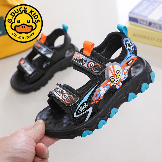 G.duck Little Yellow Duck Boys Ultraman Sandals 2026 Summer New Light Soft Sole Baby Sports Running Children's Beach Shoes Red 28 Inner Length 17.2cm