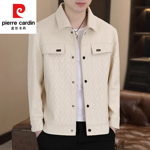 Pierre Cardin jacket men's spring and autumn new style young and middle-aged men's lapel casual single-breasted handsome simple top men 8312 black M