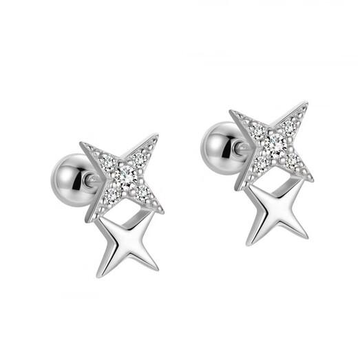 DL 1998 Fat Donglai same style platinum earrings PT950 diamond-encrusted women's new 2024 platinum earrings to support pierced ears while sleeping, platinum four-pointed star earrings