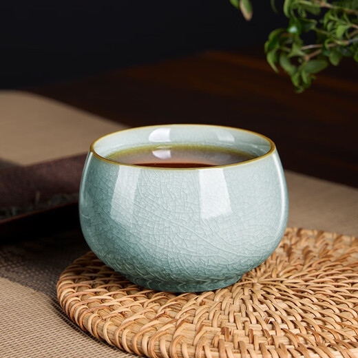 Eight Thousand Lines Tea Cup High-end Master Cup Ceramic Kung Fu Tea Cup Ru Kiln Open Slice Built Office Home Single Person Tea Cup