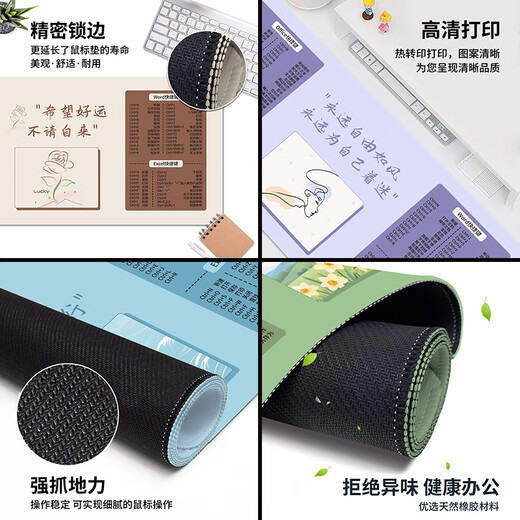 Ruqinlian Alfombrilla de ratón con colección de teclas de método abreviado, protector de muñeca extra grande para niños y niñas, oficina, estudio en el hogar, alfombrilla de escritorio antideslizante, juego de computadora atractivo, alfombrilla para teclado resistente al desgaste 14108 Resorte Buena longitud 800 mm x ancho 300 mm x espesor 3 mm