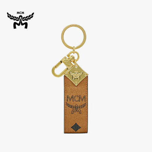 MCM  AREN 包袋挂件饰品钥匙扣男女同款 干邑色【奥莱折扣】