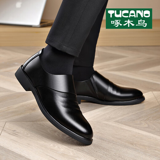 Zapatos para hombres de carpintería de carpintería 2025 String y otoño Toe British Business British Cuero Zapatos de cuero para hombres Bodas Estándar Negro Estándar 6189 37