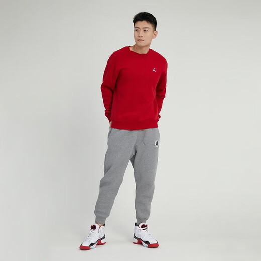 Nike (NIKE) jacket men's spring and autumn sportswear knitted plus velvet warm round neck sweatshirt pullover DQ7521-091 DQ7521-687 red plus velvet XL