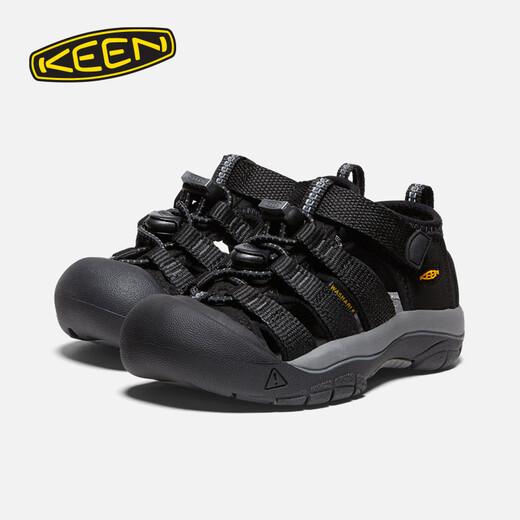 KEEN parent-child shoes NEWPORT H2 children's outdoor wading anti-collision sandals and river shoes black/KEEN yellow label-1022824-kid 31