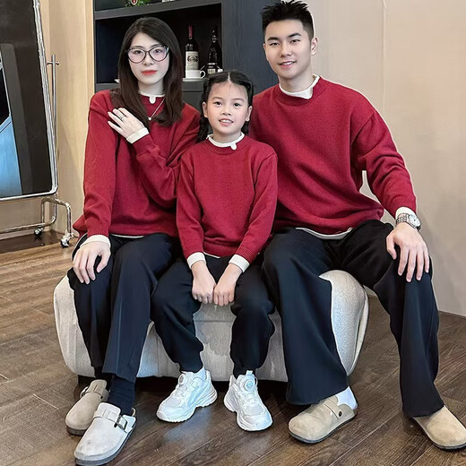 G.duck25 new autumn and winter crew neck sweater, thickened, versatile for a family of three and four, black trousers with velvet 150