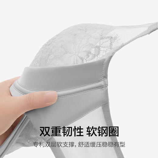 Liebe Frühlings- und Sommerblumenschattenunterwäsche für Frauen mit weicher Stahlring Dünne Tasse große Brüste mit kleinem BH AM13A761 Dawn Grey 55E 80d