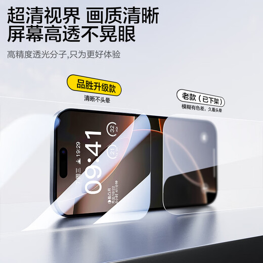 品胜适用苹果16Pro钢化膜防窥 iPhone16Pro手机膜防摔抗指纹前膜防偷看隐私保护无黑边贴膜 2片装
