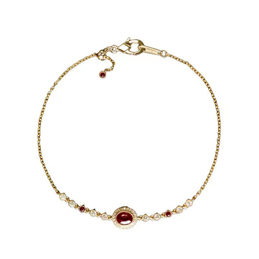 Muqian s925 silver French retro inlaid ruby bracelet for women, versatile, luxurious, noble and elegant gift for girlfriend, ruby bracelet - rose gold