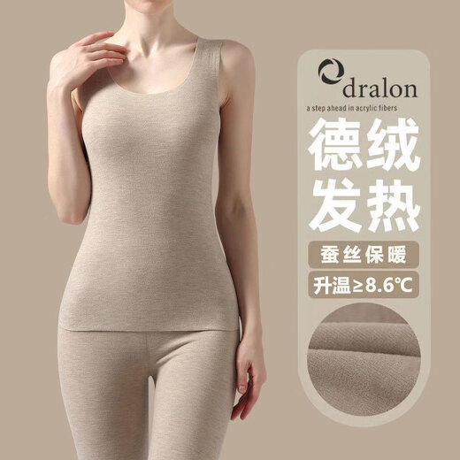 Love Autumn and Summer Wool Silk German Velvet Vest Women's Winter Velvet Thickened Inner with Heating Seamless Bottoming and Warm Inner Pink Suit Wool Silk XXL Suitable for 140-155 Jin Jin is equal to 0.5 kg