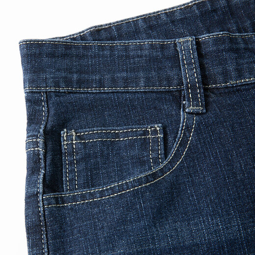 LIMENG jeans men's straight-leg loose stretch large size casual jeans trendy for all seasons blue gray (plus velvet) 32