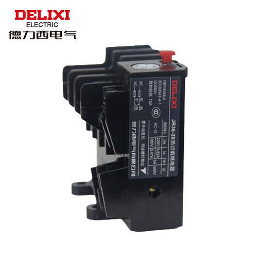 Delixi Electric thermal relay JR36 series overload protection motor three-phase current adjustable overcurrent thermal overload JR36-20 (4.5-7.2A) JR36207P2