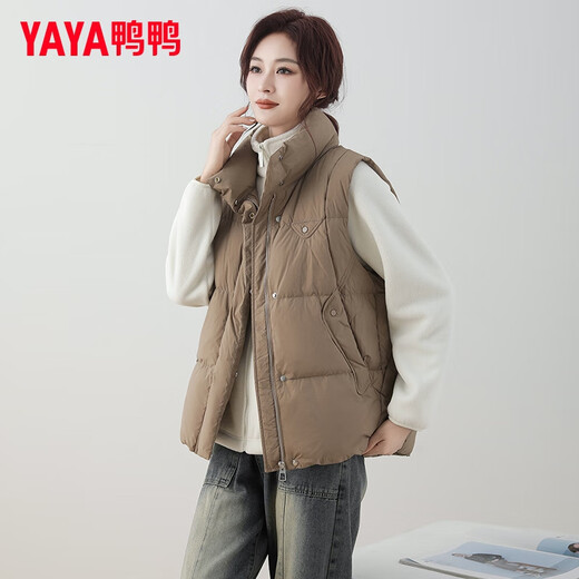 YAYA Down Vest Women's Outer Wear 2025 Autumn and Winter New Stand Collar Warm Sleeveless Waistcoat Vest Down Jacket Off-White M