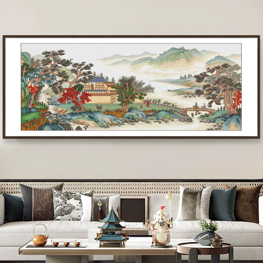 春天十字绣新款线绣中国风简约客厅中式风景大幅溪谷会友图十字绣自己绣画 埃及棉四股绣【6629 溪谷会友】