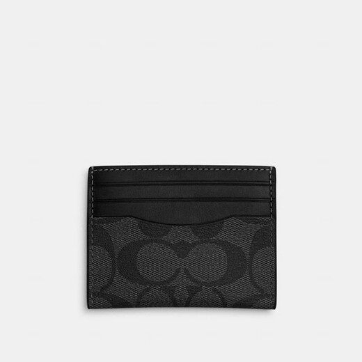 CoaCH (COACH) official authorization for men's classic double C logo printed exquisite card bag card clip Valentine's Day gift black and gray CQ031QBMI5