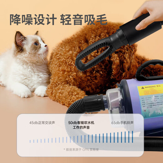 Pet hair dryer dog hair dryer pet blow dryer high power drying pet hair blowing, hair pulling, suction and blowing all in one purple
