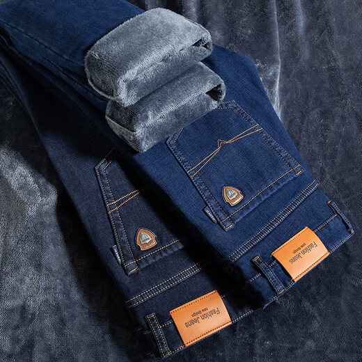 Woodpecker jeans men's summer trendy brand versatile pants men's straight loose solid color casual trousers 6211 dark blue plus velvet + 6211 blue black plus velvet 33