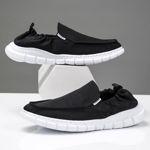 Cloth shoes men's canvas shoes comfortable, lightweight, wear-resistant, non-slip, waterproof, soft sole old Beijing one foot, lazy people, gray 881 recommended to take a larger size 39