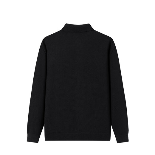 Navigare Italian small sailing men's lapel cardigan autumn and winter commuting pure wool cardigan solid color sweater jacket for men dark night black L size