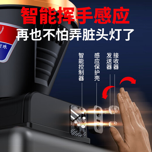灯图腾头灯强光超亮头戴式电筒户外钓鱼防水超长续航锂电照明灯 8 6500W-G5升级感应版黄光-9708