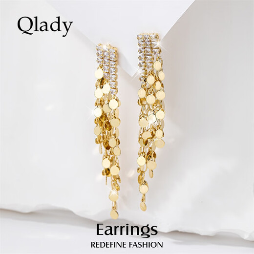 Qlady long tassel earrings for women 2023 temperament high-end earrings niche design light luxury earrings birthday gift