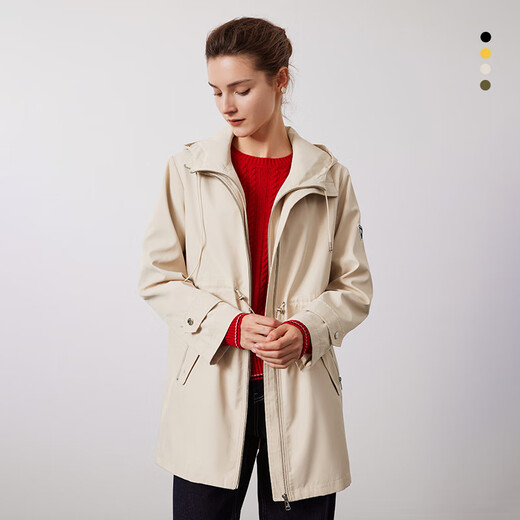 纳维凯尔意大利小帆船女士中长款风衣收腰假两件外套2331543504 砂 M 