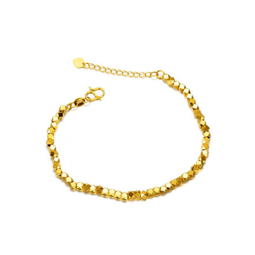 Ji Ge's new 18k gold bracelet for women, broken gold bracelet, bounce bracelet, shiny small square, small square bracelet + extension chain (S buckle)