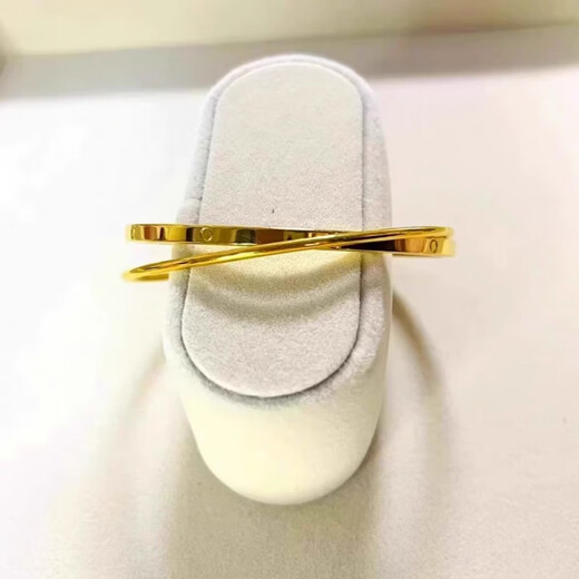 FPB24K gold double circle bracelet niche retro 5G gold dot bracelet solid simple 999 bracelet gift double circle bracelet 58