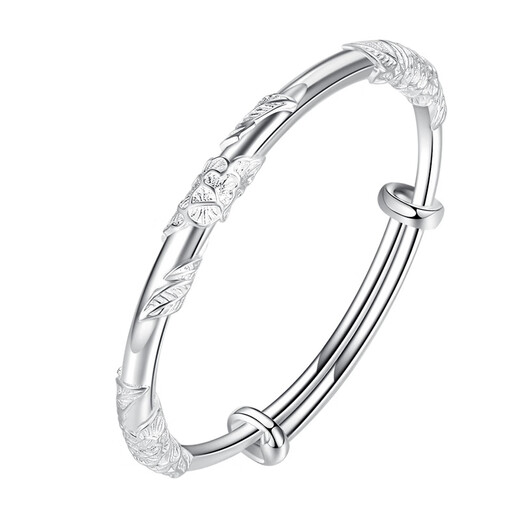 Laohuangxiang Pure Silver 999 Blossom Silver Bracelet Women's Solid Bracelet Women's Bracelet Silver Jewelry for Birthday Gifts Möbius Band Gift Box + Certificate