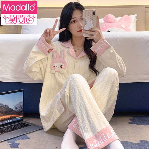 Modal Pyjamas für Frauen im Herbst Cardigan Langarmhosen Anzug für Herbst Damen 2024 New Cartoon Frühling Herbst Winter Home Clothing 3882 XL [115-140Jin [Jin gleich 0,5 kg]]