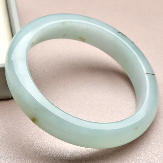 A thousand-year-old jade jade bracelet women's ice-bottom light green carved jade bracelet jade jade with certificate [Two models about 56 mm] QZC6169